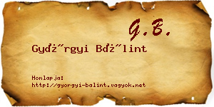 Györgyi Bálint névjegykártya